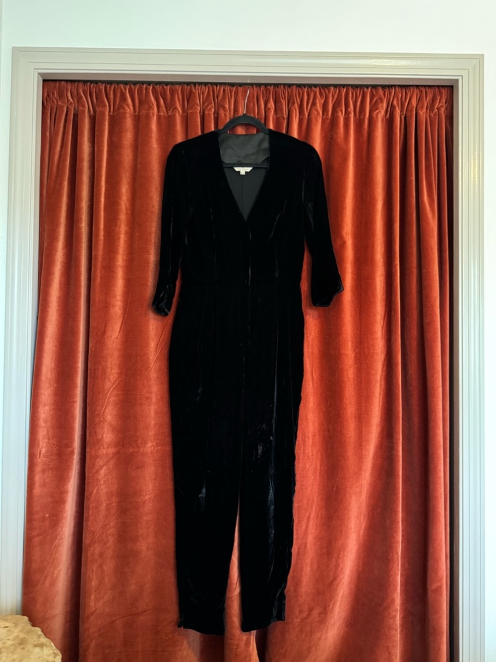 French Connection Black Velvet Jumpsuit